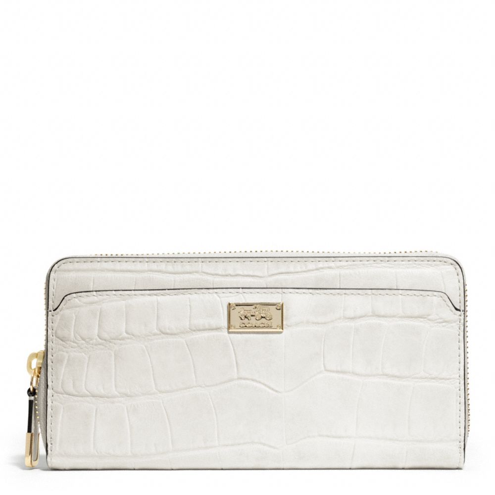 COACH MADISON EMBOSSED CROC ACCORDION ZIP WALLET - LIGHT GOLD/PARCHMENT - f49976