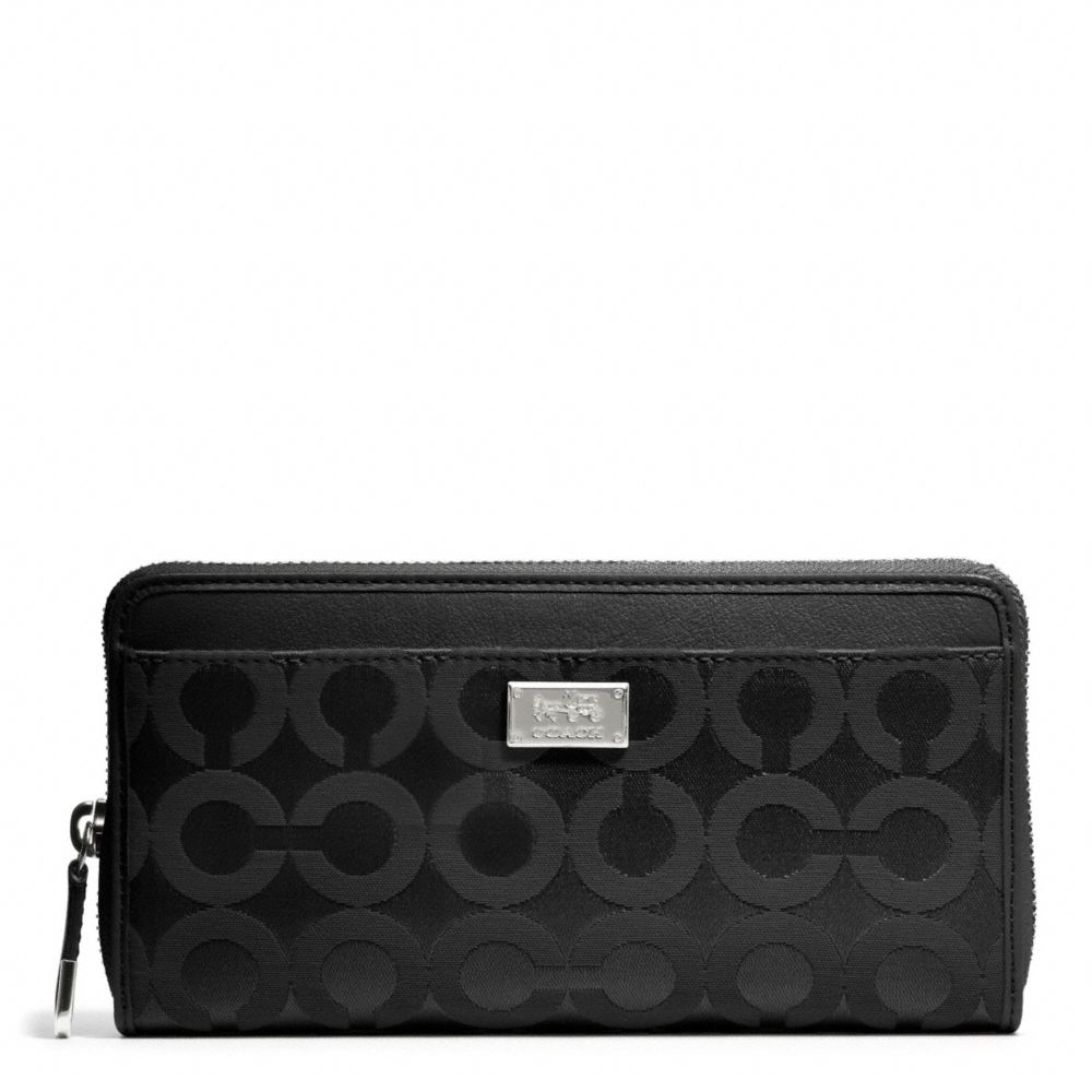 COACH MADISON ACCORDION ZIP IN OP ART SATEEN FABRIC - SILVER/BLACK/BLACK - f49983