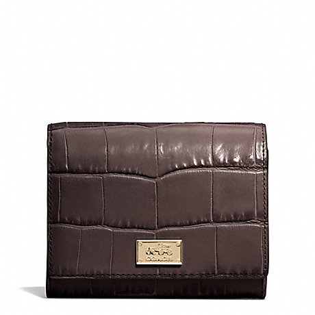 COACH MADISON CROC EMBOSSED LEATHER COMPACT CLUTCH -  - f49988