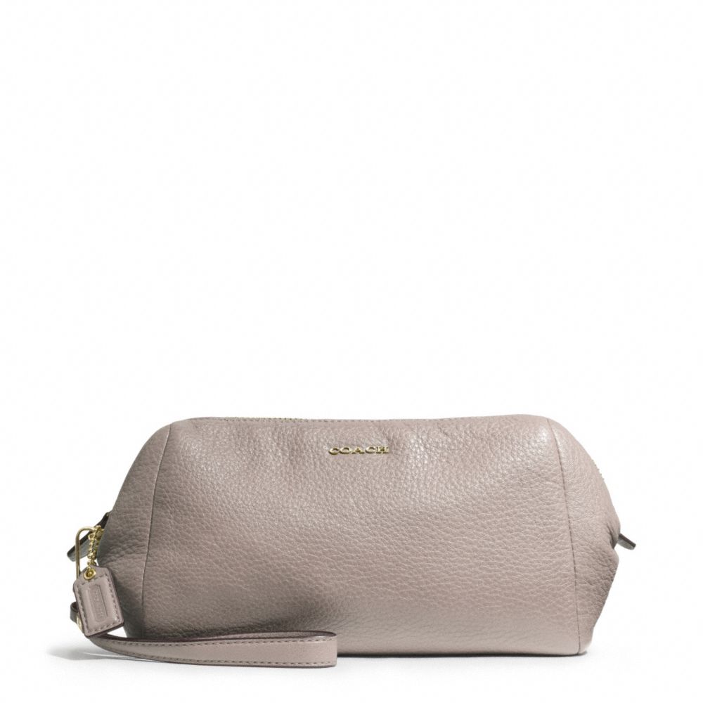 MADISON LEATHER ZIP TOP LARGE WRISTLET - f49997 - LIGHT GOLD/GREY BIRCH