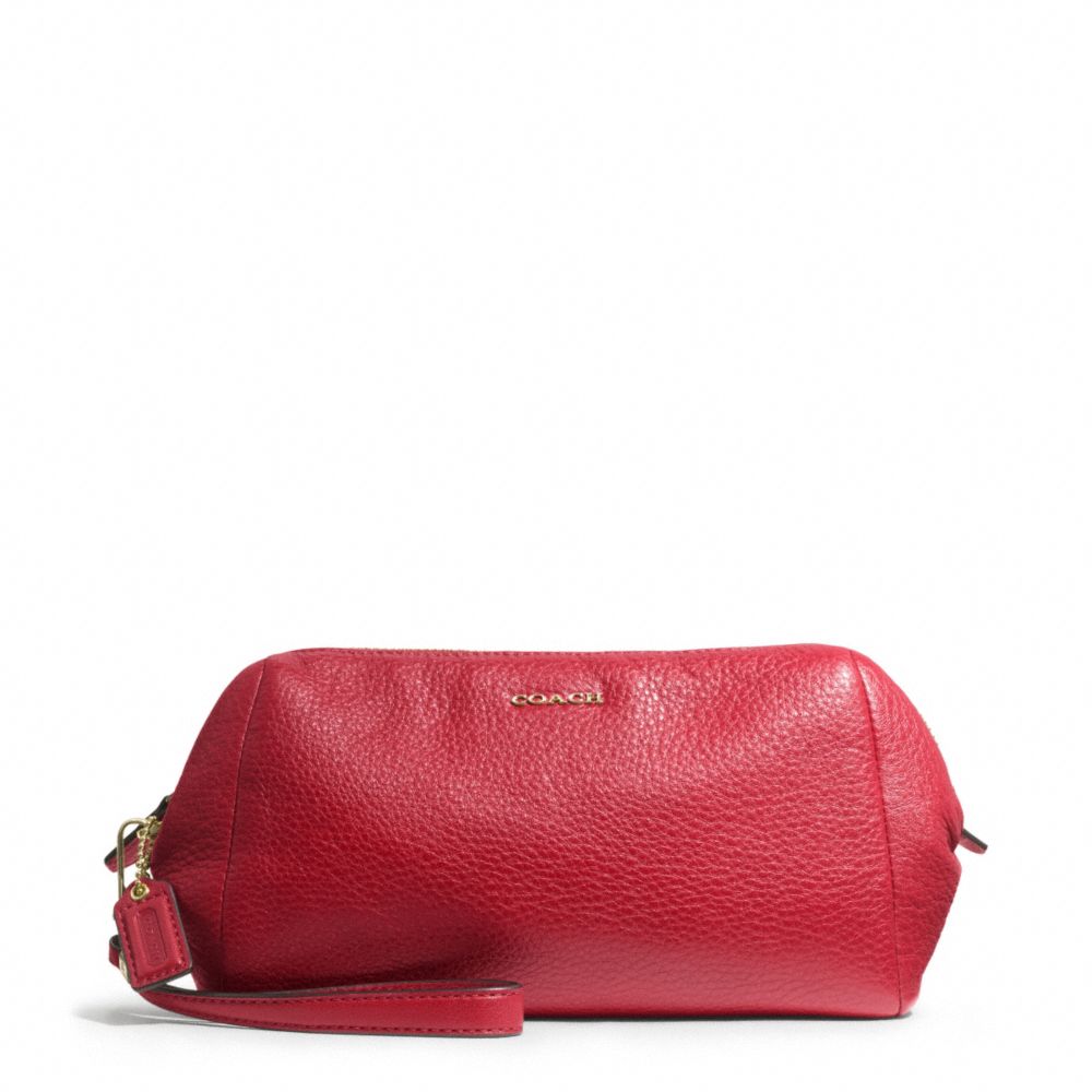 MADISON LEATHER ZIP TOP LARGE WRISTLET - f49997 - LIGHT GOLD/SCARLET