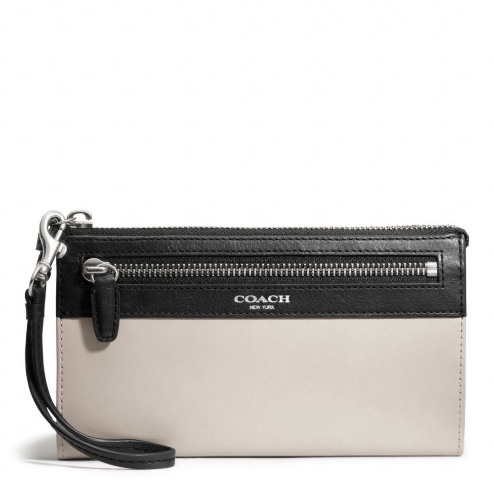 COACH f50039 TWO TONE LEATHER ZIPPY WALLET 