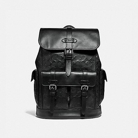COACH F50053 HUDSON BACKPACK IN SIGNATURE LEATHER BLACK/BLACK ANTIQUE NICKEL