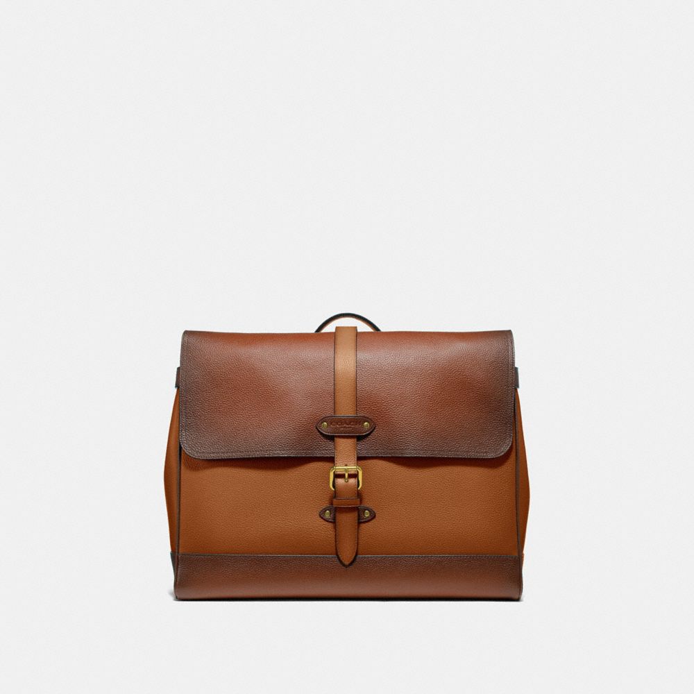 HUDSON MESSENGER IN COLORBLOCK - F50055 - DARK BROWN MULTI/ANTIQUE BRASS