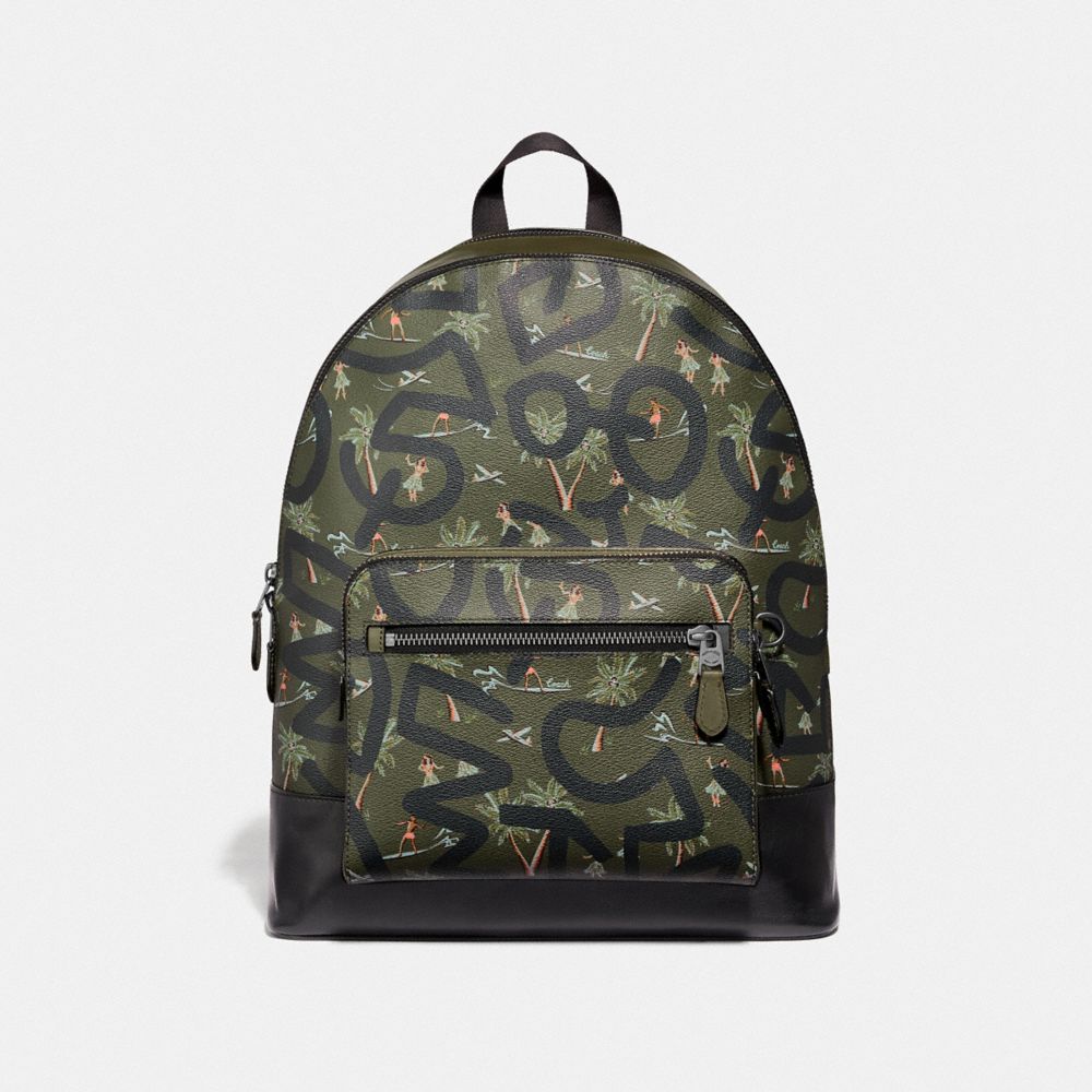 KEITH HARING WEST BACKPACK WITH HULA DANCE PRINT - F50056 - SURPLUS MULTI/BLACK ANTIQUE NICKEL