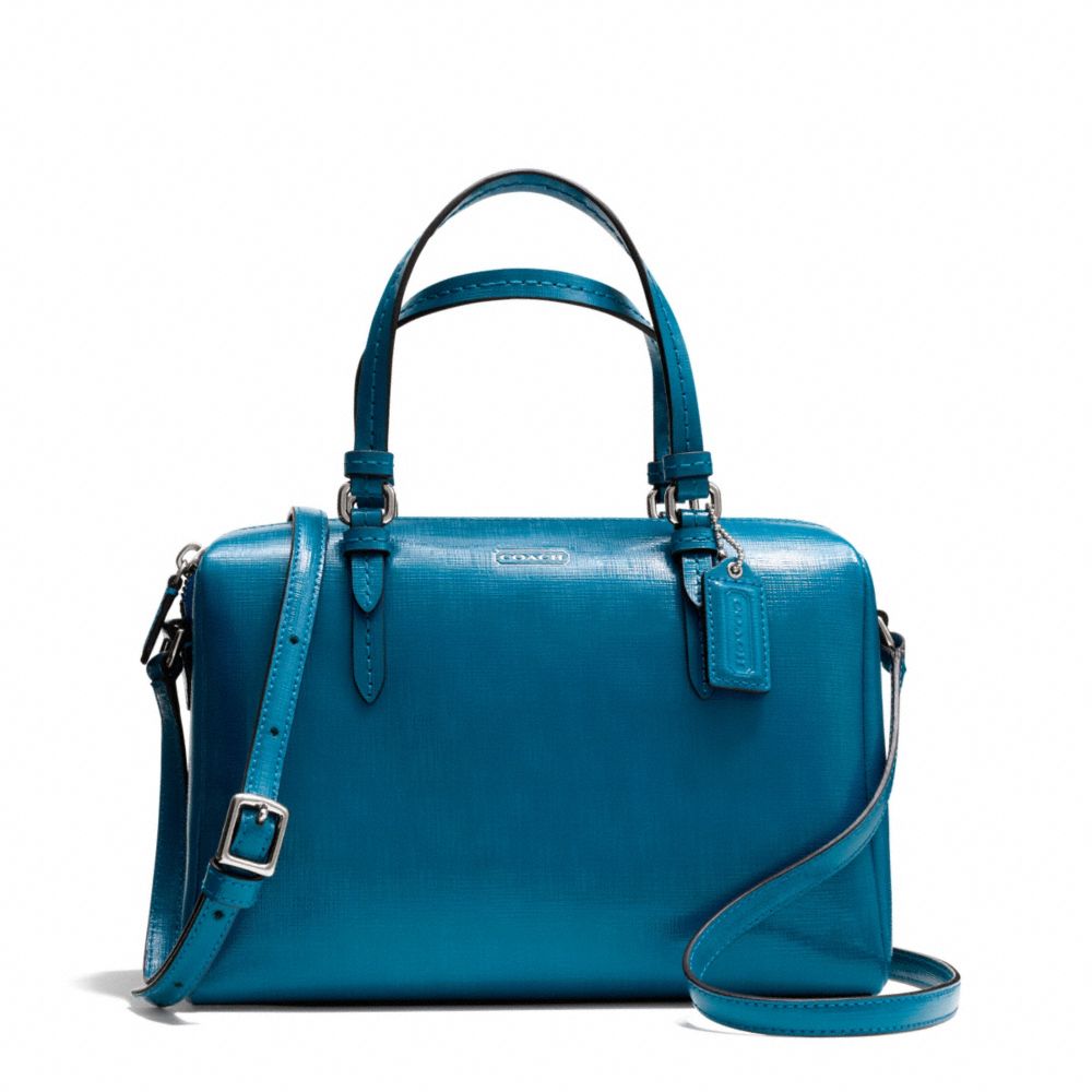 PEYTON PATENT BENNETT MINI SATCHEL - SILVER/TEAL - COACH F50059