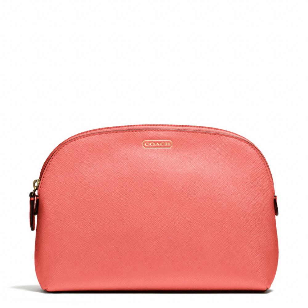 DARCY LEATHER COSMETIC CASE - BRASS/CORAL - COACH F50060