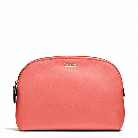 COACH DARCY LEATHER COSMETIC CASE - BRASS/CORAL - f50060