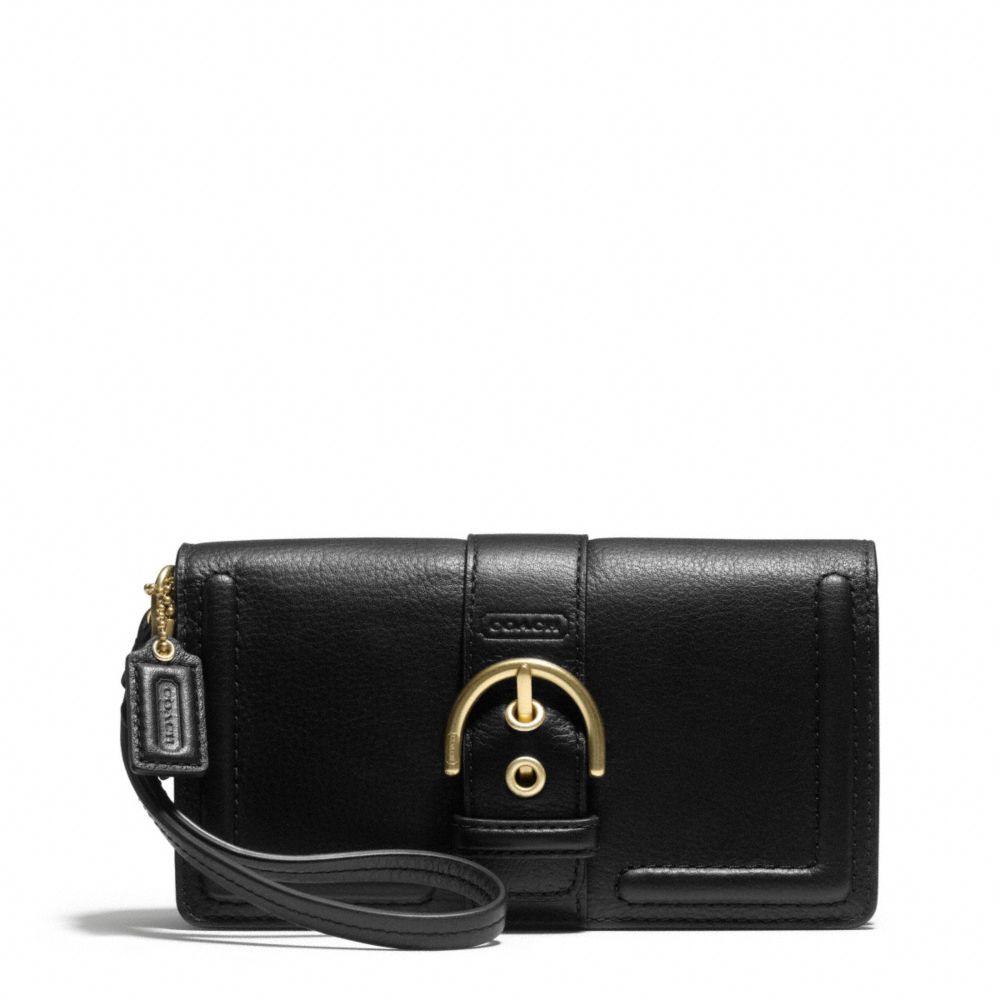 CAMPBELL LEATHER BUCKLE DEMI CLUTCH COACH F50061