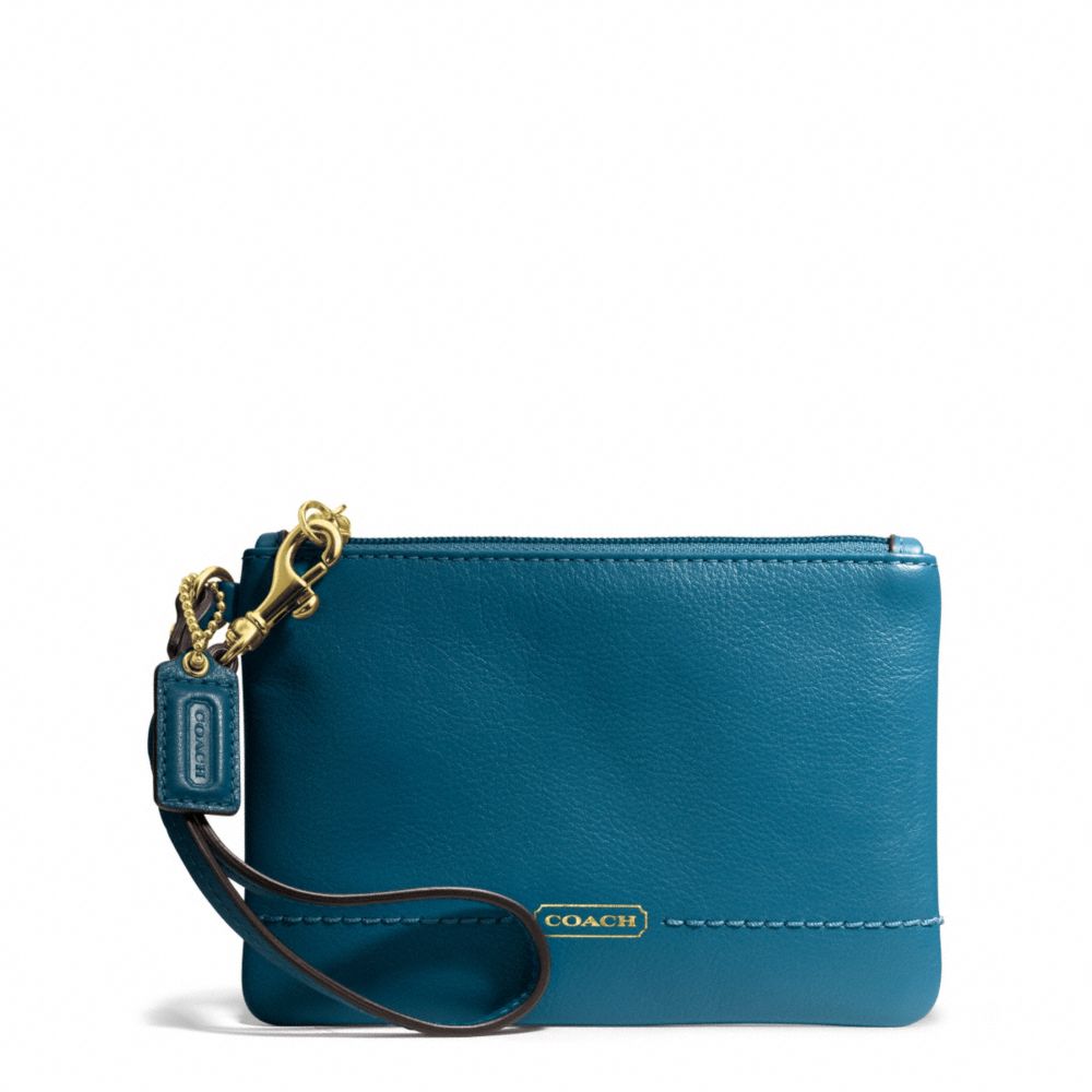 CAMPBELL LEATHER SMALL WRISTLET - BRASS/TEAL - COACH F50078