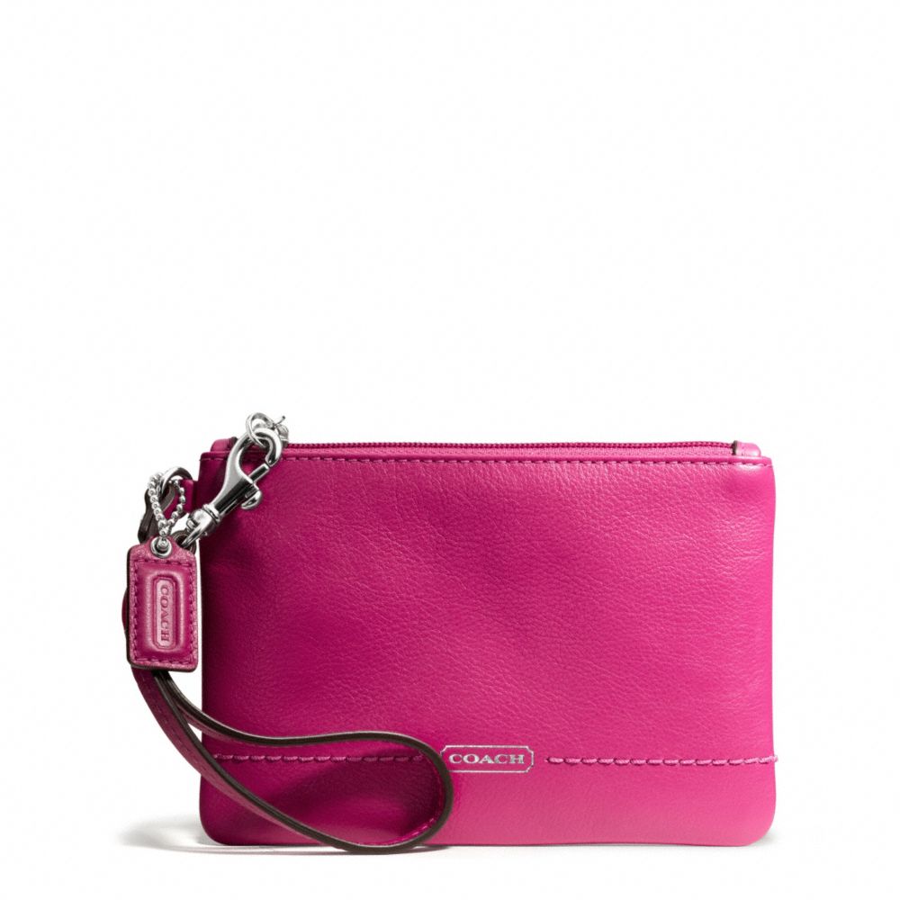 COACH f50078 CAMPBELL LEATHER SMALL WRISTLET SILVER/FUCHSIA