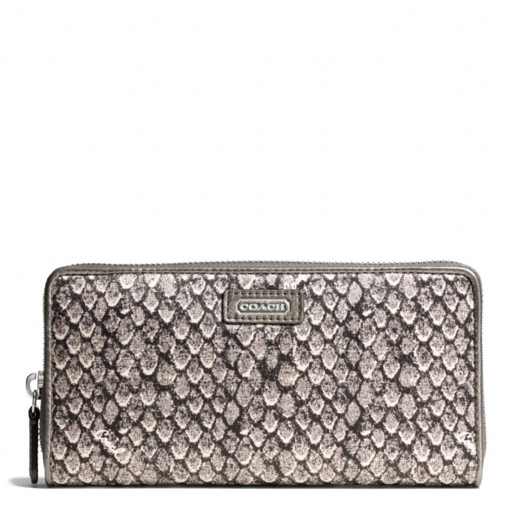 COACH f50089 TAYLOR SNAKE PRINT ACCORDION ZIP SILVER/GUNMETAL