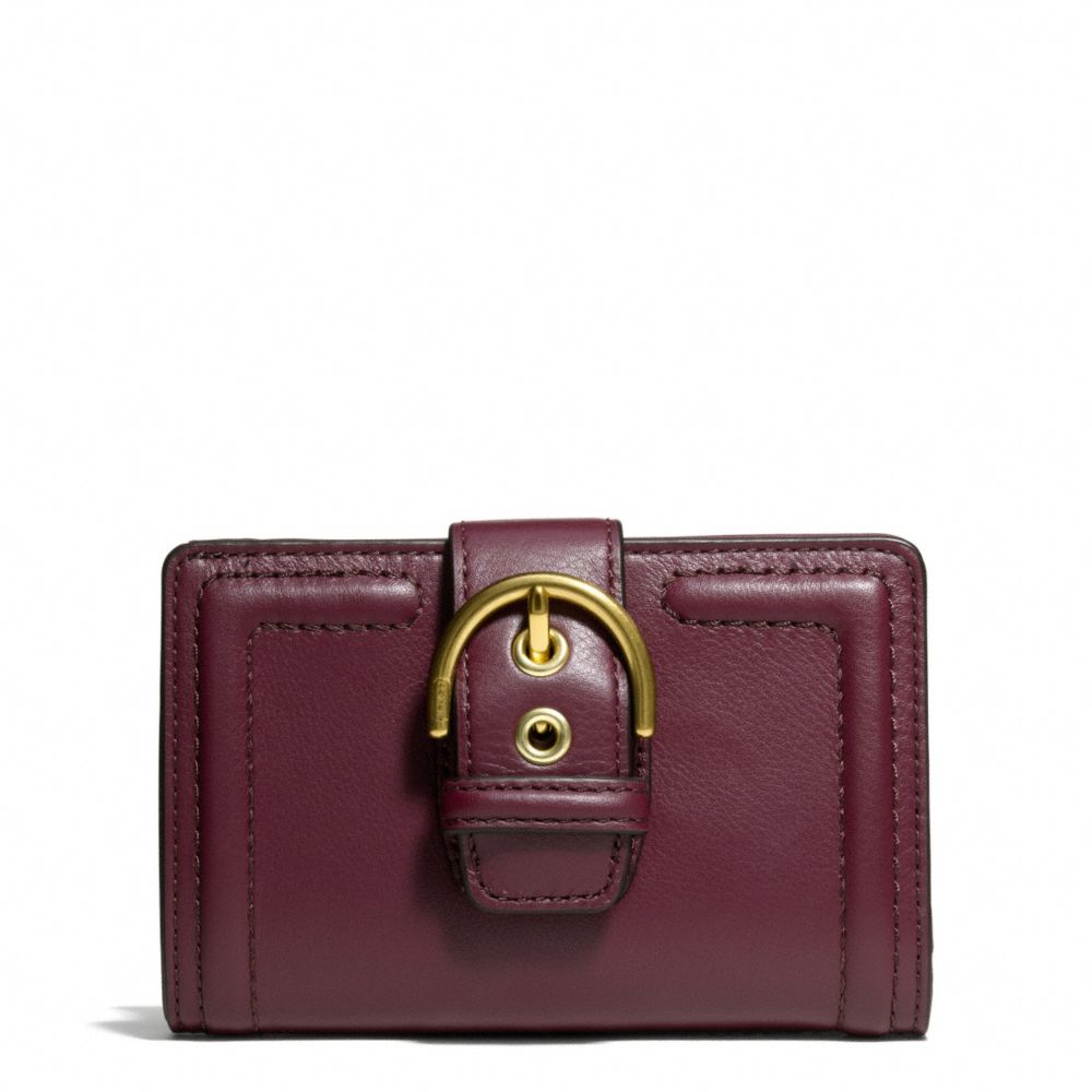 CAMPBELL LEATHER BUCKLE MEDIUM WALLET - f50090 - BRASS/BORDEAUX