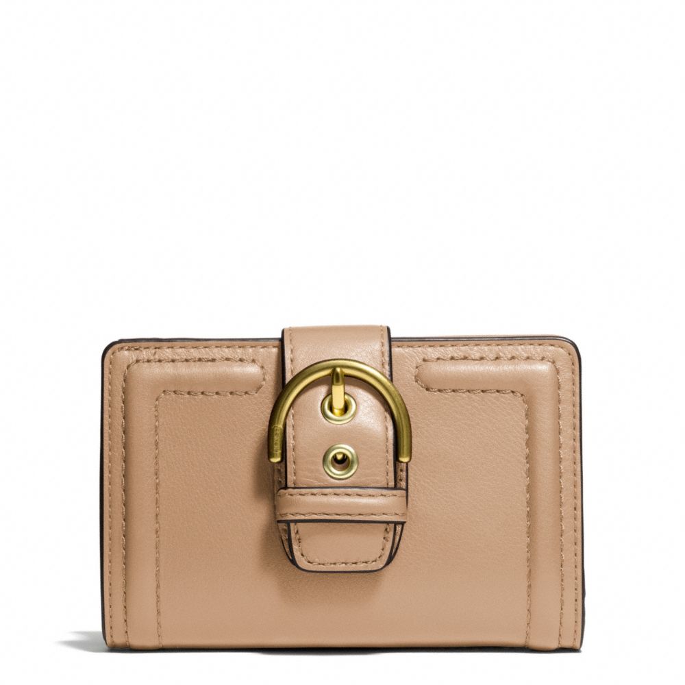 CAMPBELL LEATHER BUCKLE MEDIUM WALLET - BRASS/CAMEL - COACH F50090