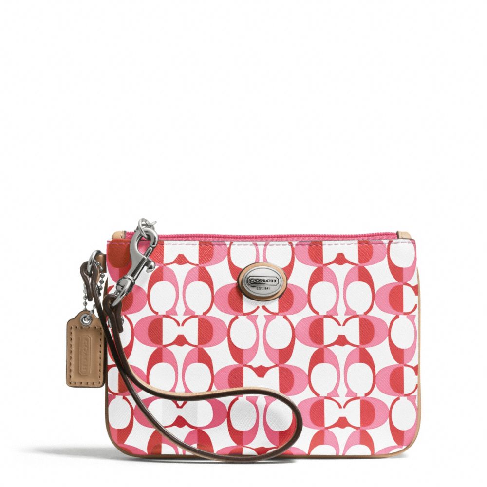 PEYTON SMALL WRISTLET IN DREAM C COATED CANVAS - f50108 - SILVER/WHITE POMEGRANATE/TAN