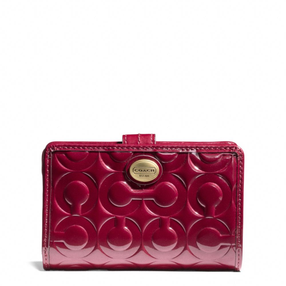 COACH PEYTON OP ART EMBOSSED PATENT MEDIUM WALLET -  - f50122