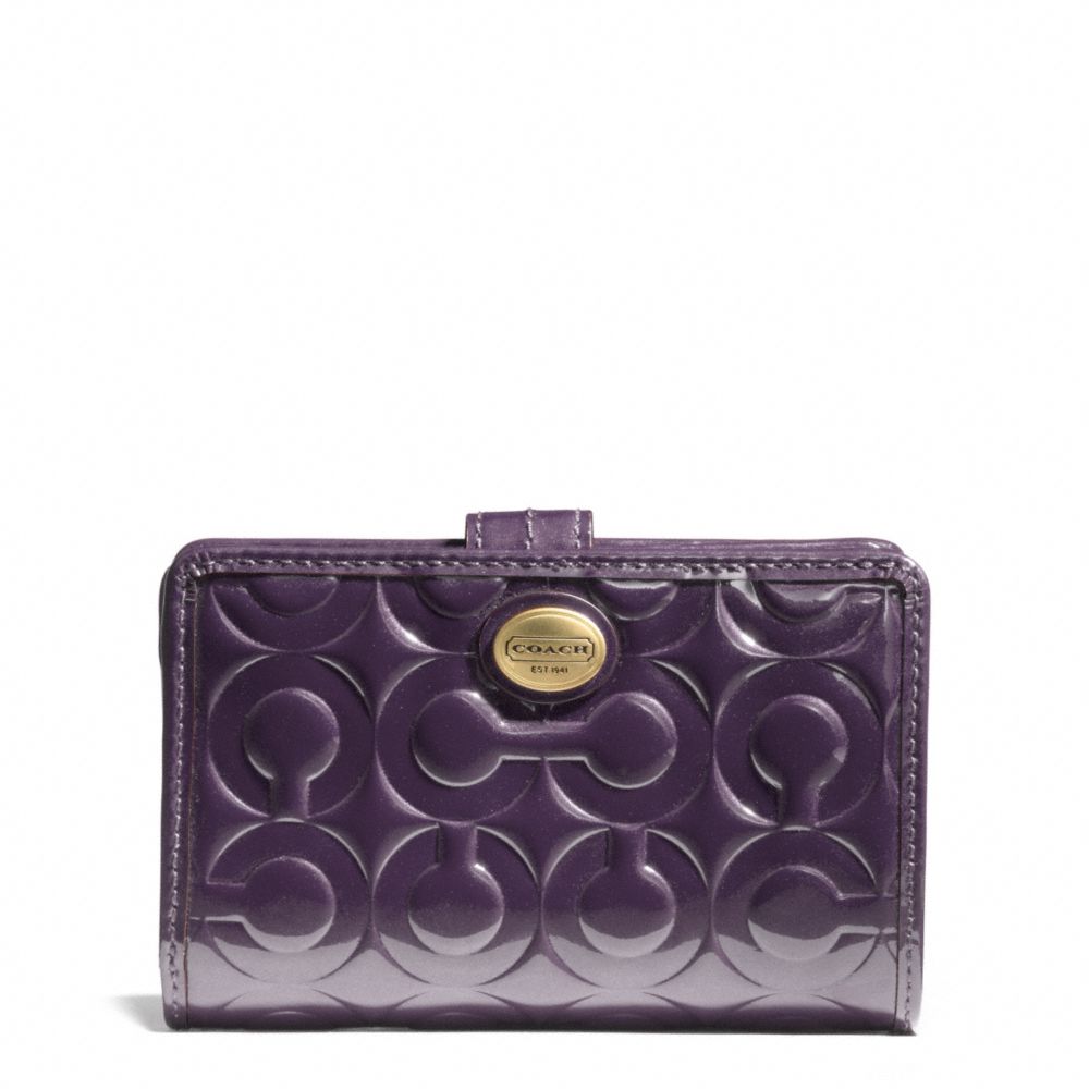 COACH F50122 PEYTON OP ART EMBOSSED PATENT MEDIUM WALLET ONE-COLOR