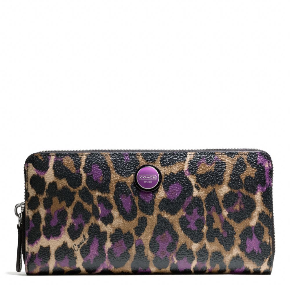 SIGNATURE STRIPE OCELOT PRINT ACCORDION ZIP COACH F50129