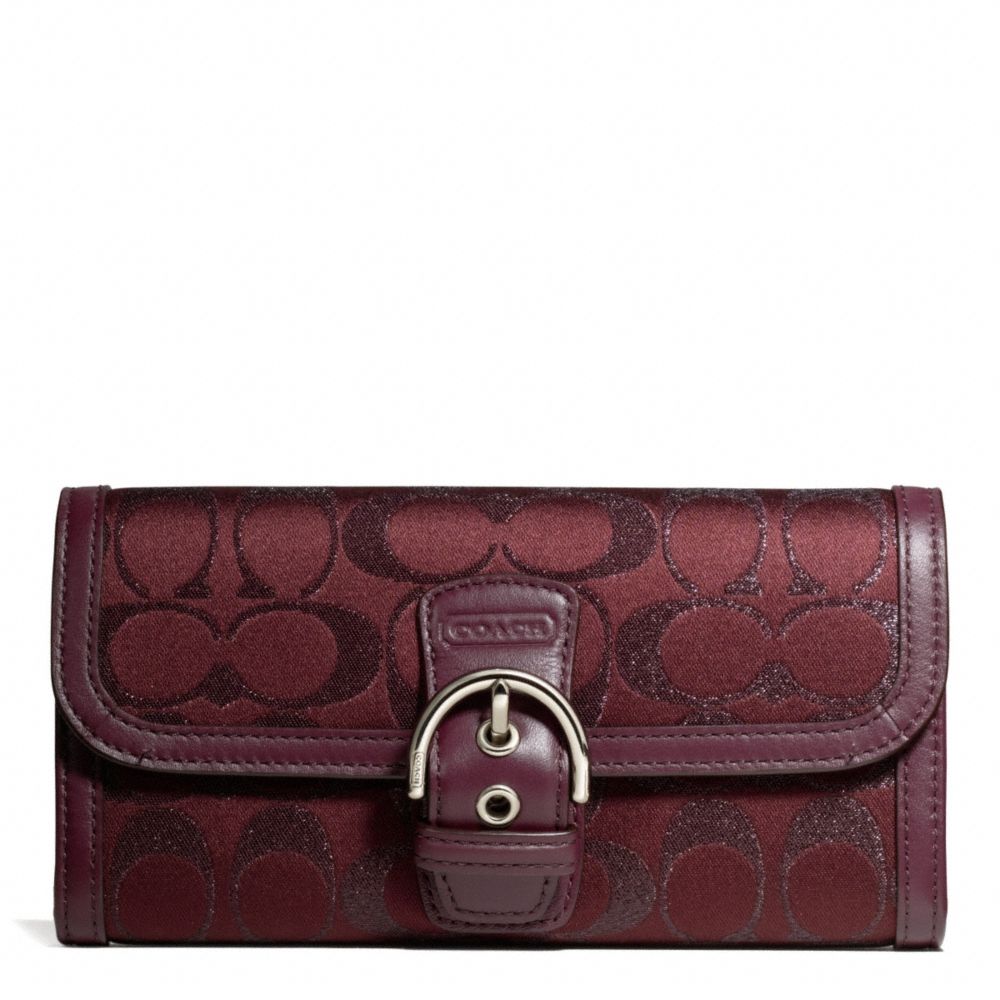 COACH f50138 CAMPBELL SIGNATURE METALLIC BUCKLE SLIM ENVELOPE 