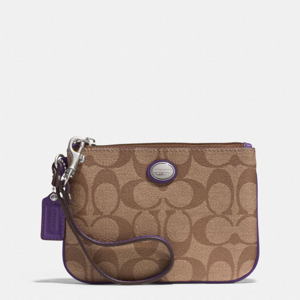 COACH PEYTON SIGNATURE SMALL WRISTLET - SILVER/KHAKI/VIOLET - f50142