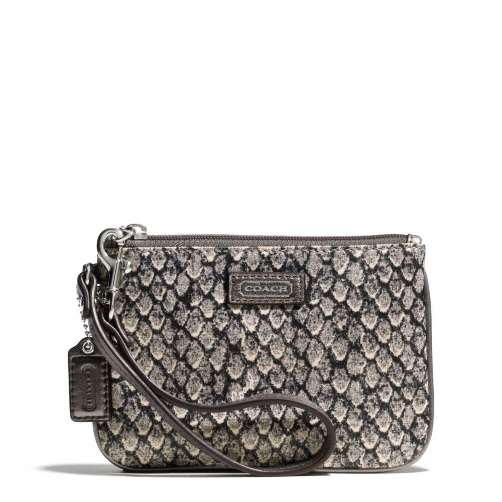 COACH TAYLOR SNAKE PRINT SMALL WRISTLET - SILVER/GUNMETAL - f50146