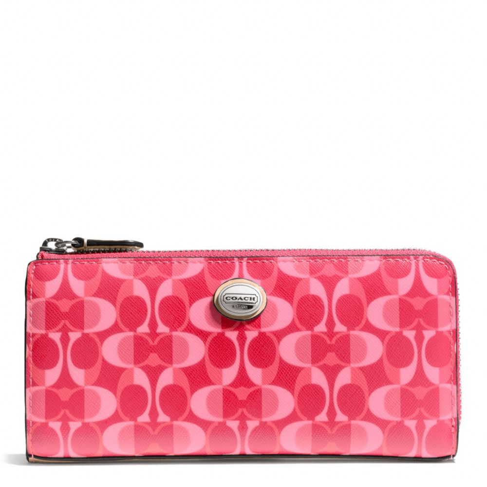 COACH PEYTON DREAM C SLIM ZIP - SILVER/BRIGHT CORAL/TAN - f50150