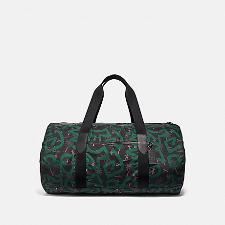 COACH F50164 KEITH HARING PACKABLE DUFFLE WITH HULA DANCE PRINT BLACK-MULTI/BLACK-ANTIQUE-NICKEL