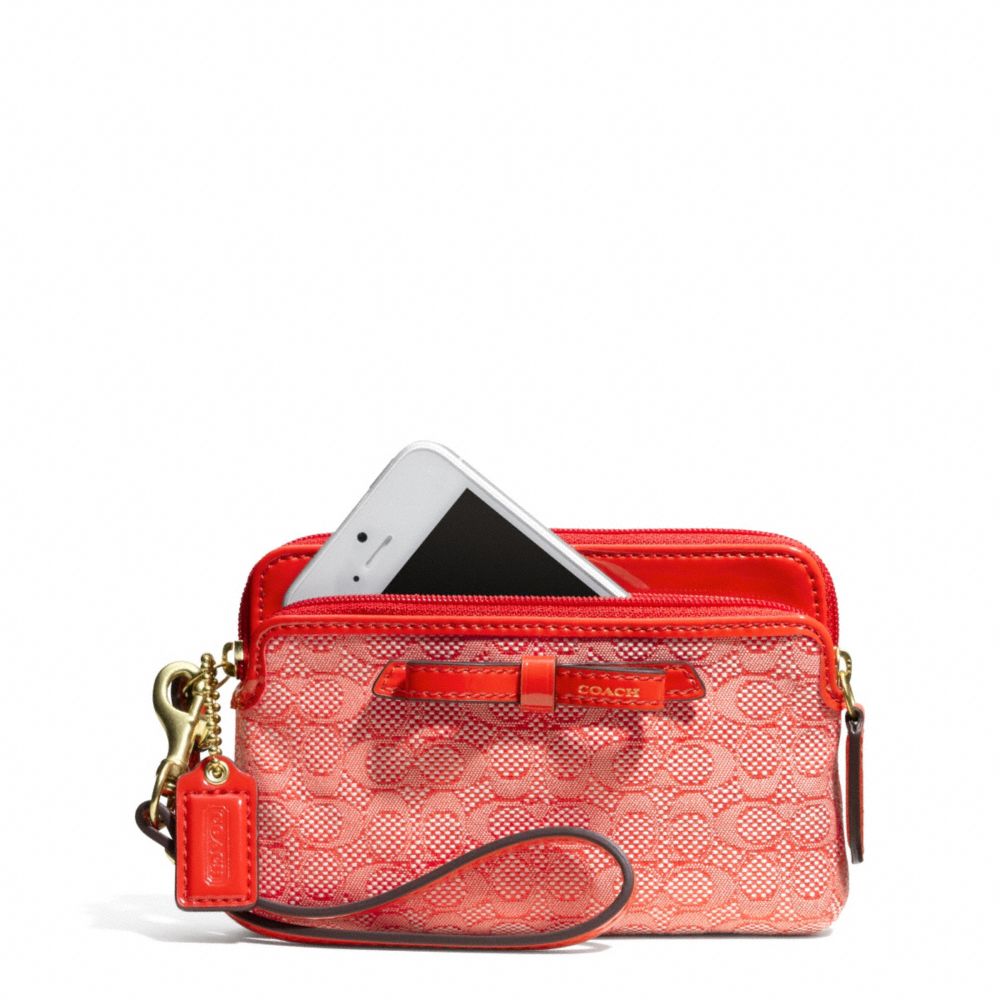 COACH f50165 POPPY SIGNATURE C MINI OXFORD DOUBLE ZIP WRISTLET 