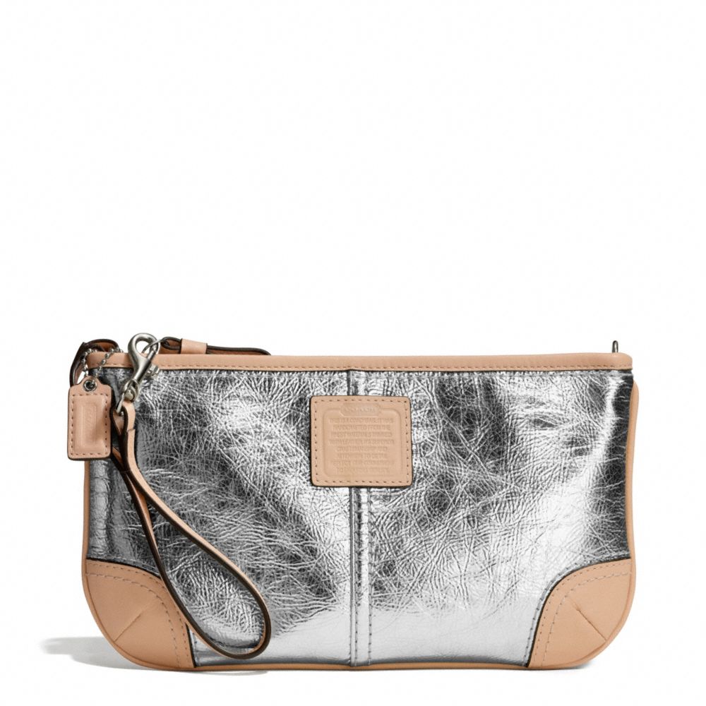 COACH METALLIC LARGE WRISTLET - SILVER/SILVER - f50169