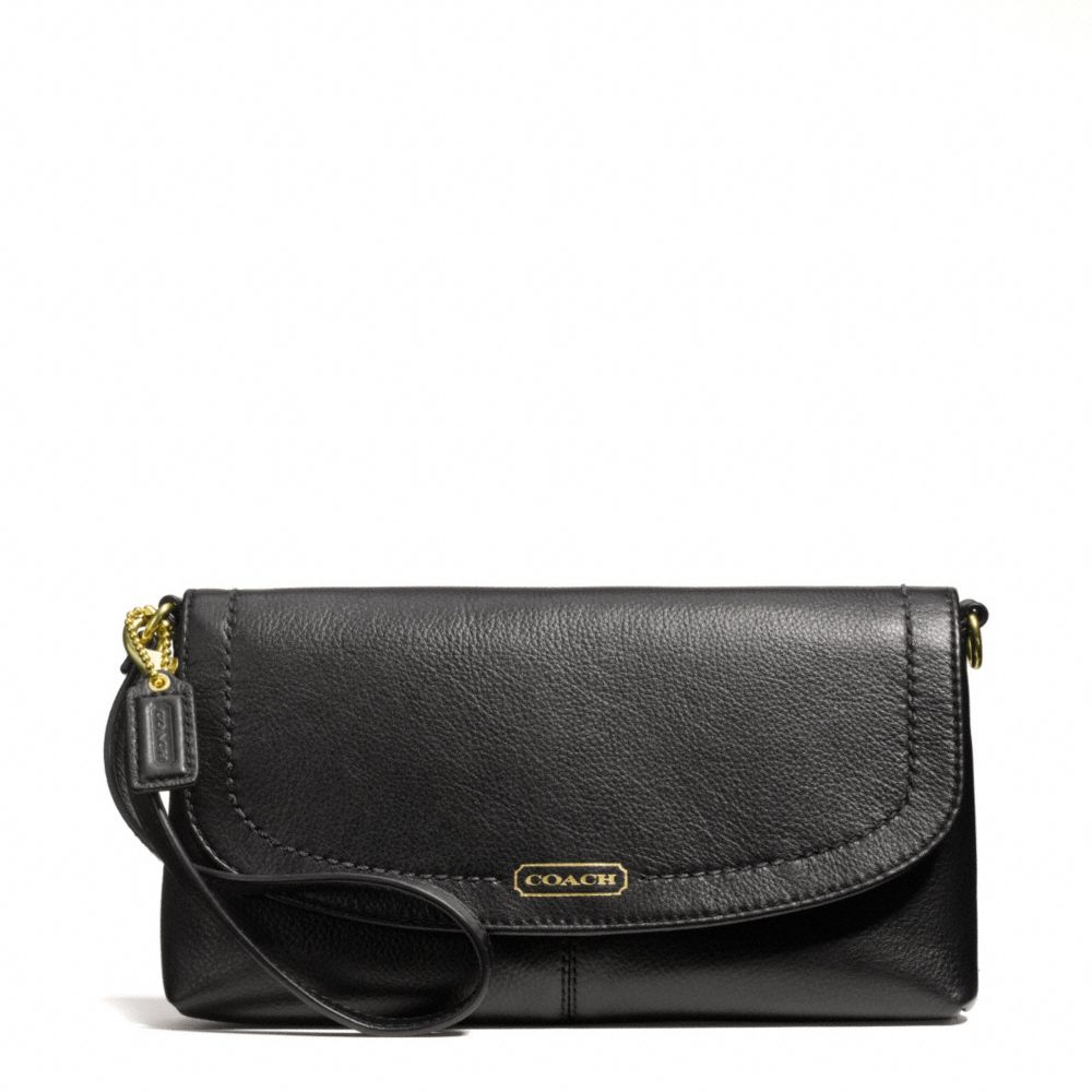 COACH F50183 Campbell Leather Large Wristlet BRASS/BLACK