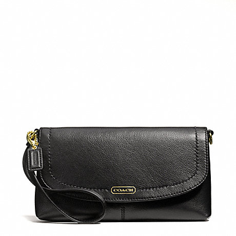 COACH CAMPBELL LEATHER LARGE WRISTLET - BRASS/BLACK - f50183
