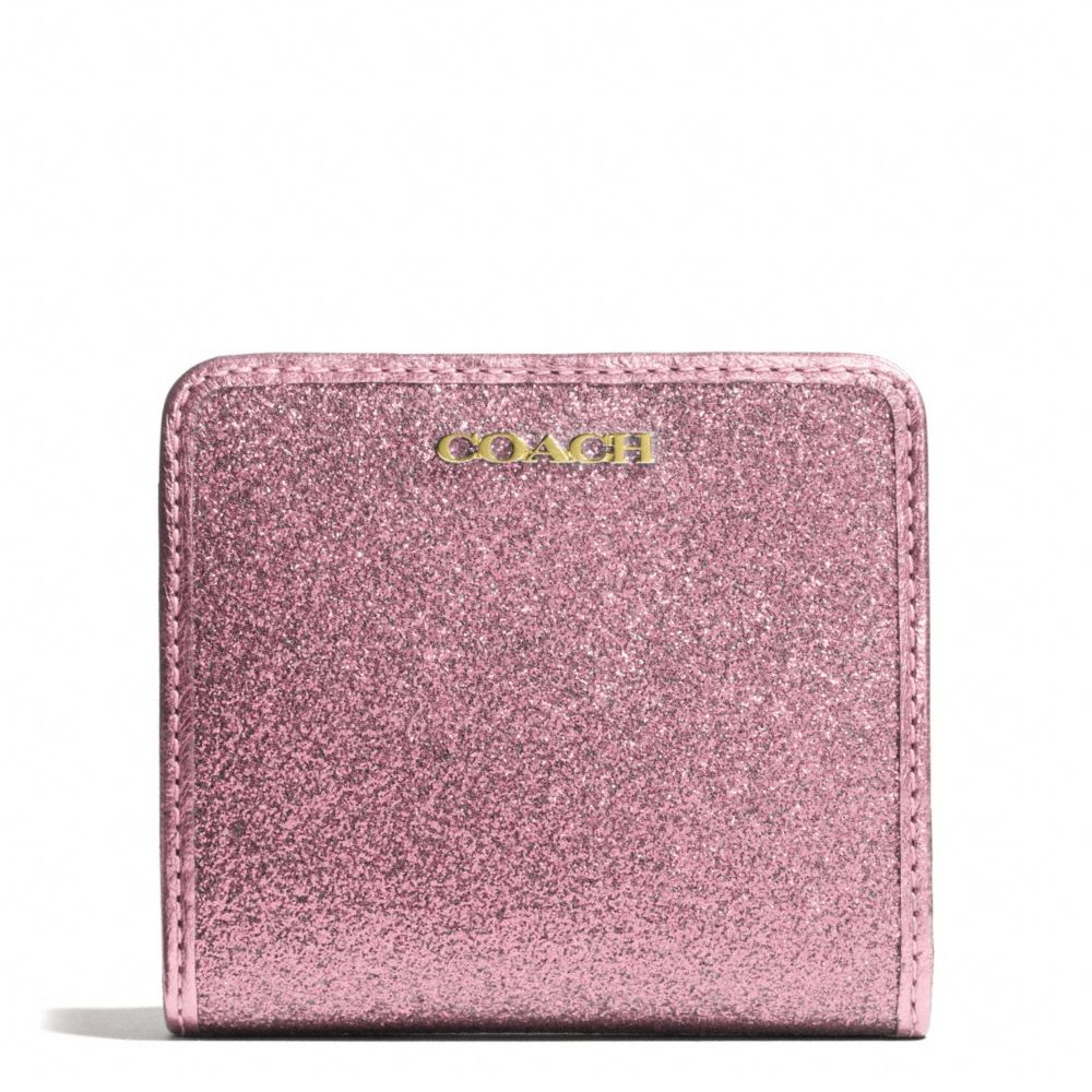 COACH F50199 Glitter Small Wallet BRASS/PINK