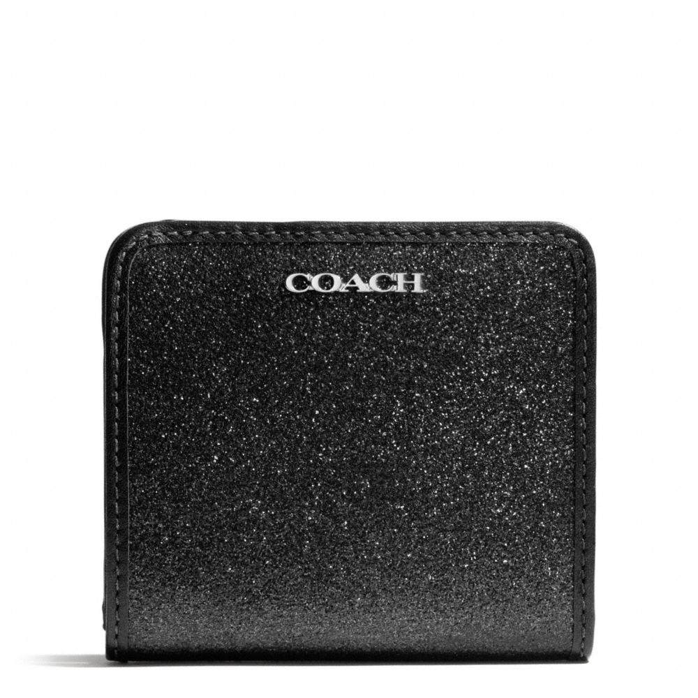 COACH f50199 GLITTER SMALL WALLET SILVER/BLACK