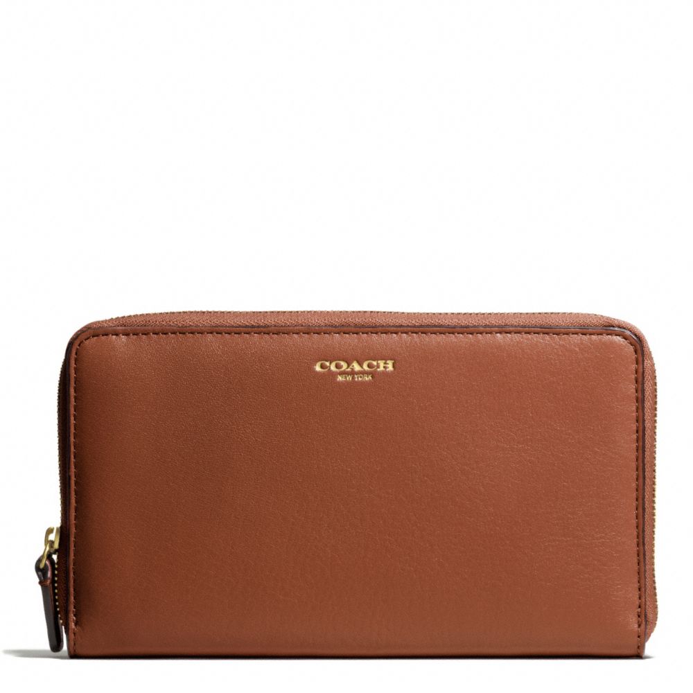 LEATHER CONTINENTAL ZIP - BRASS/COGNAC - COACH F50202