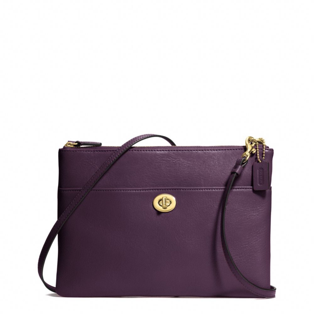 LEATHER TURNLOCK CROSSBODY - f50210 - BRASS/BLACK VIOLET