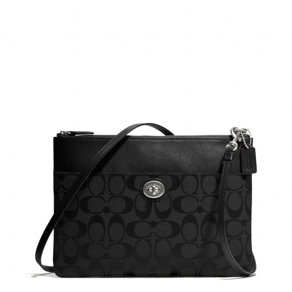 SIGNATURE TURNLOCK CROSSBODY - SILVER/BLACK/BLACK - COACH F50213