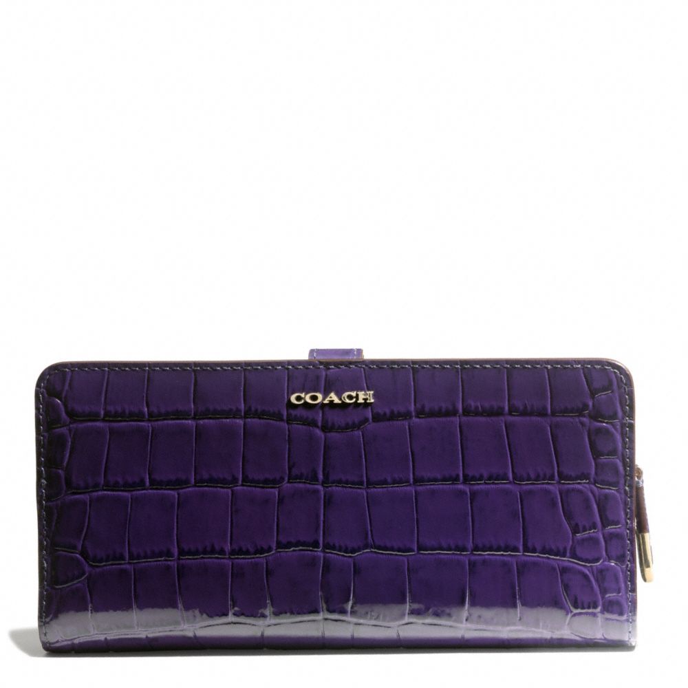 COACH F50222 Madison Croc Embossed Leather Skinny Wallet 