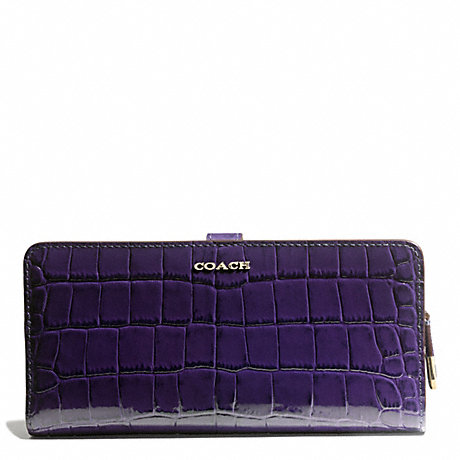 COACH F50222 MADISON CROC EMBOSSED LEATHER SKINNY WALLET ONE-COLOR