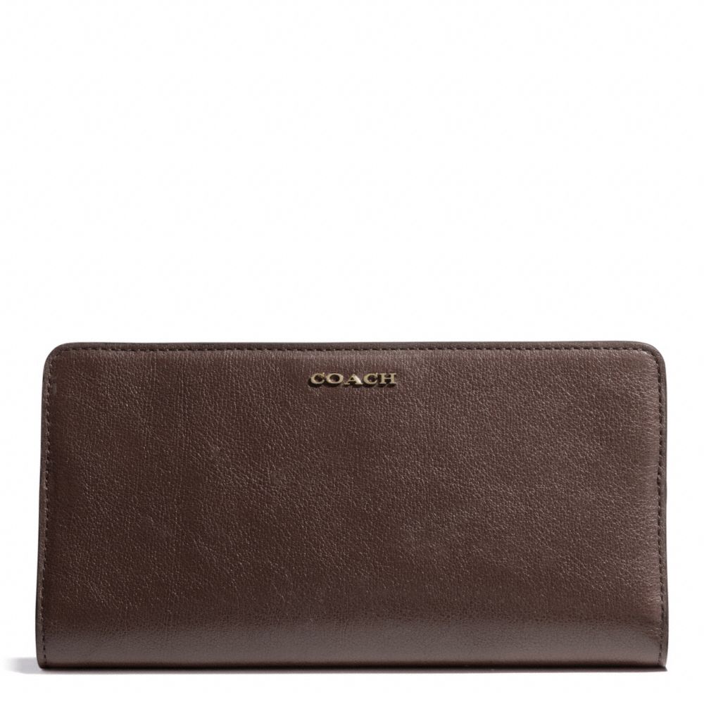 COACH MADISON LEATHER SKINNY WALLET - LIGHT GOLD/MIDNIGHT OAK - f50233