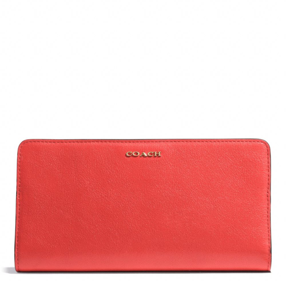 COACH MADISON LEATHER SKINNY WALLET - LIGHT GOLD/LOVE RED - f50233