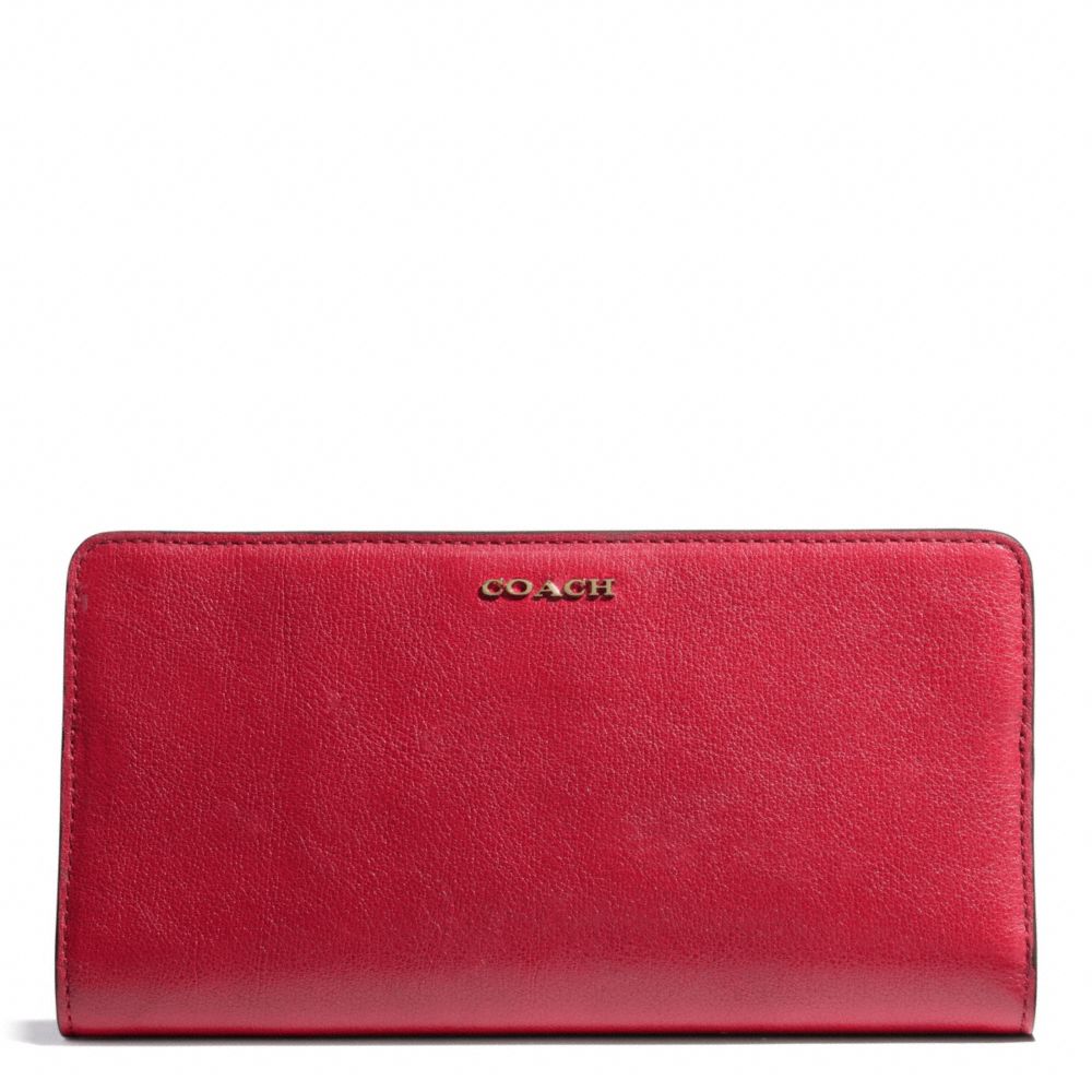 MADISON LEATHER SKINNY WALLET - LIGHT GOLD/SCARLET - COACH F50233