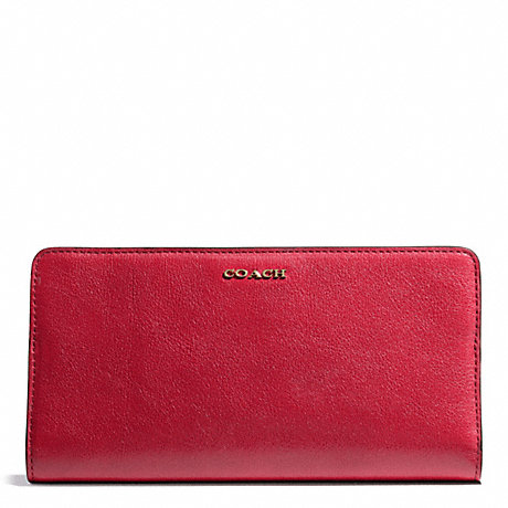 COACH MADISON LEATHER SKINNY WALLET - LIGHT GOLD/SCARLET - f50233
