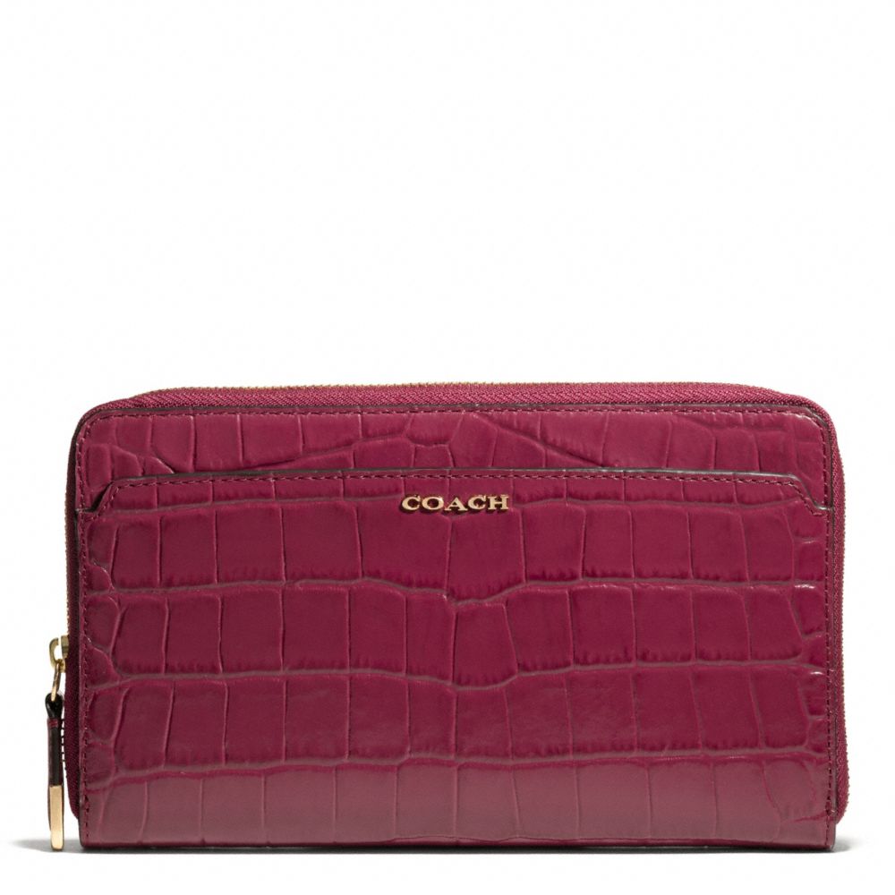 COACH F50249 - MADISON CROC EMBOSSED LEATHER CONTINENTAL ZIP WALLET ...