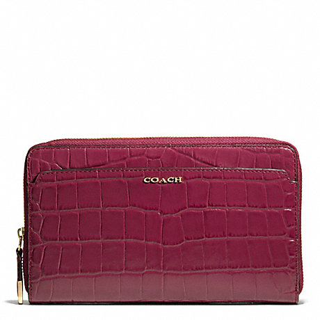 COACH F50249 MADISON CROC EMBOSSED LEATHER CONTINENTAL ZIP WALLET ONE-COLOR