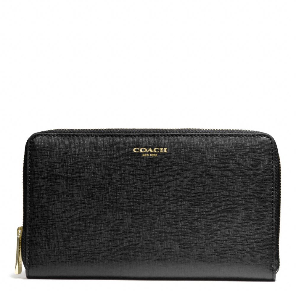 SAFFIANO LEATHER CONTINENTAL ZIP WALLET - BRASS/BLACK - COACH F50285