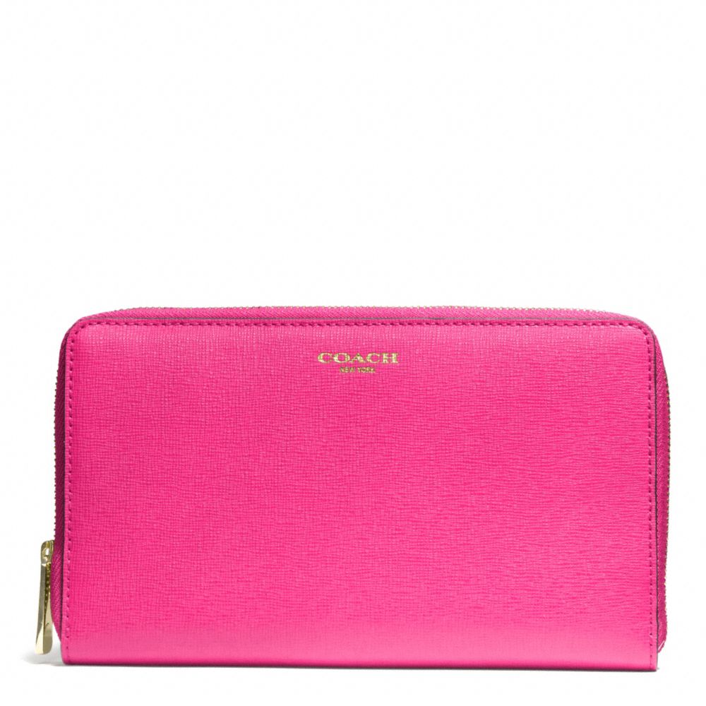 COACH SAFFIANO LEATHER CONTINENTAL ZIP WALLET - LIGHT GOLD/PINK RUBY - f50285