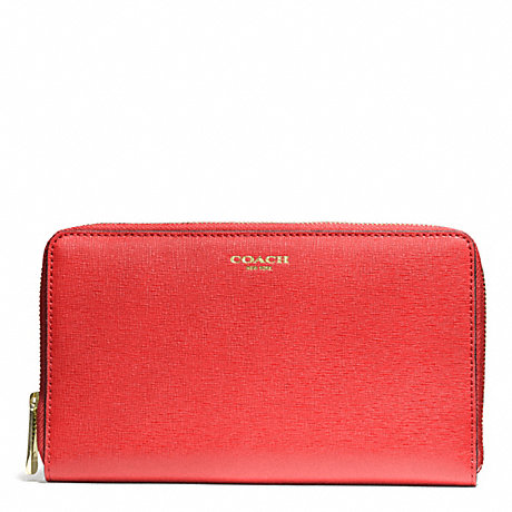 COACH F50285 SAFFIANO LEATHER CONTINENTAL ZIP WALLET LIGHT-GOLD/LOVE-RED
