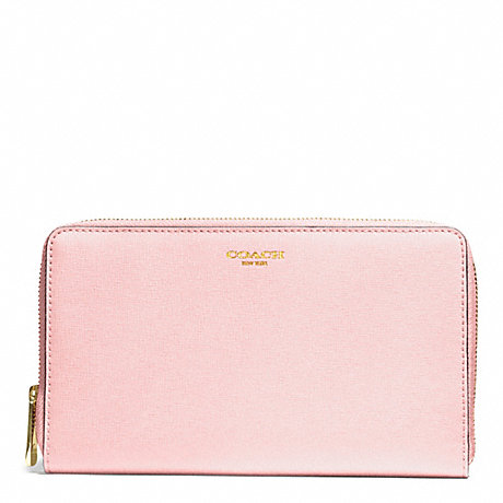 COACH F50285 SAFFIANO LEATHER CONTINENTAL ZIP WALLET LIGHT-GOLD/NEUTRAL-PINK