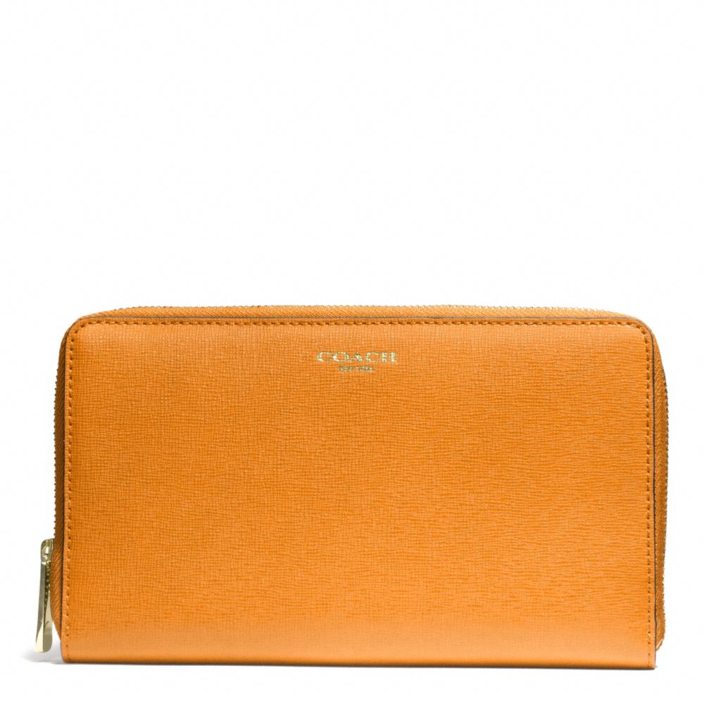 SAFFIANO LEATHER CONTINENTAL ZIP WALLET - LIGHT GOLD/BRIGHT MANDARIN - COACH F50285