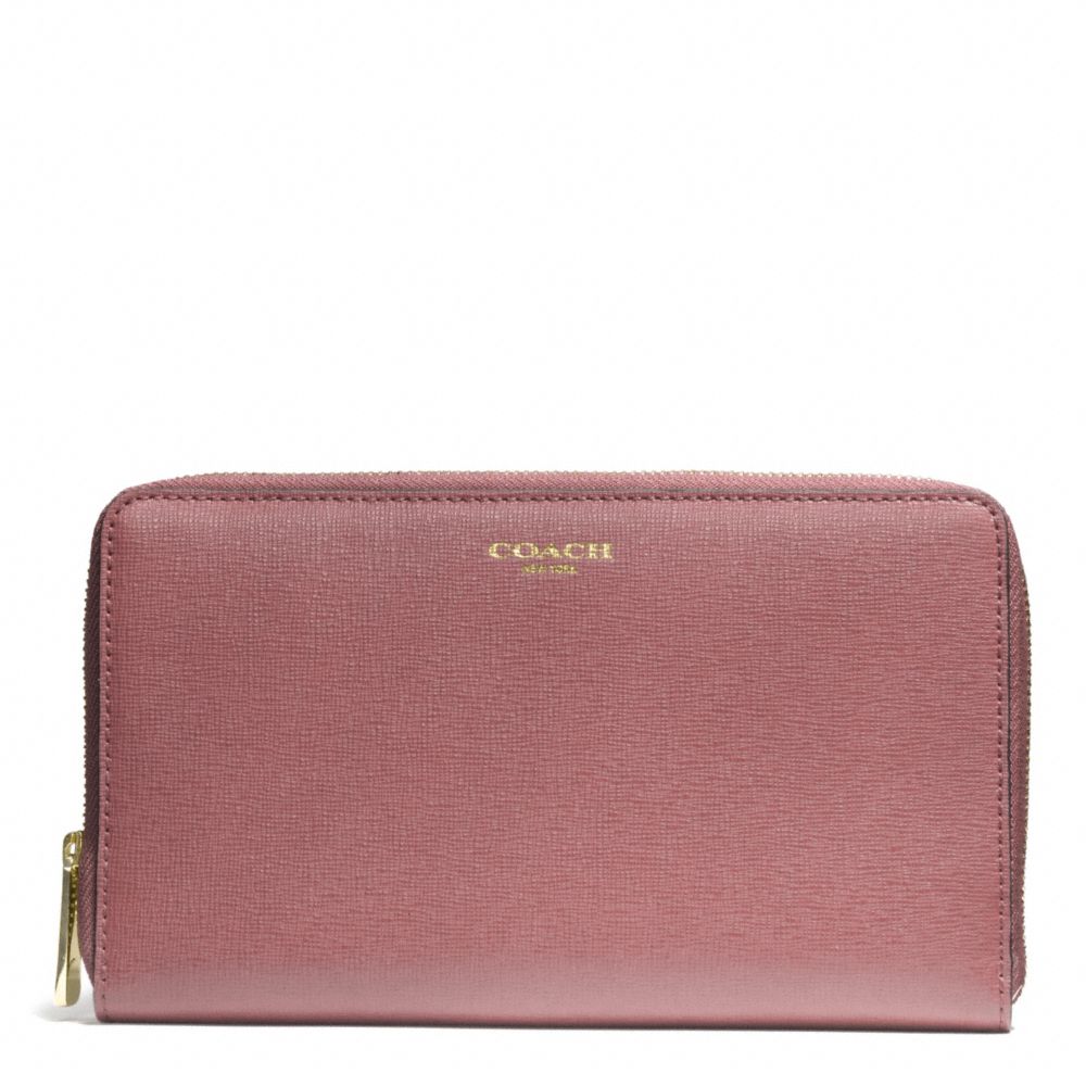SAFFIANO LEATHER CONTINENTAL ZIP WALLET - LIGHT GOLD/ROUGE - COACH F50285